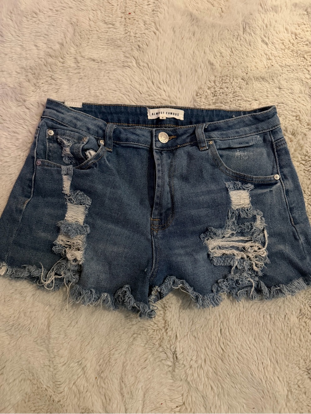 Almost Famous Dark Blue Distressed Denim Cutoff Shorts